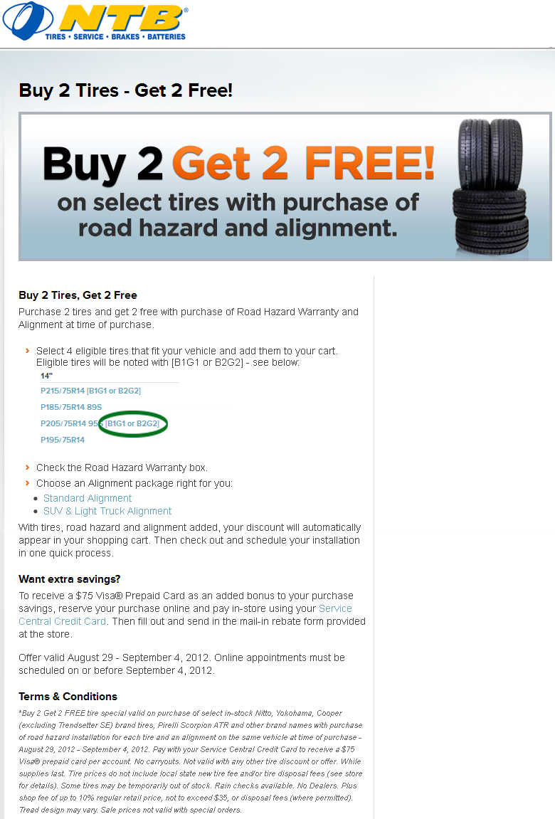 NTB Tire Promo Coupon Codes and Printable Coupons