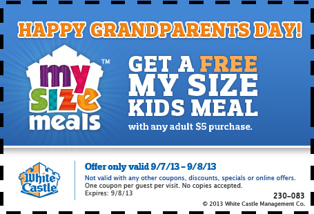 White Castle: Free Kids Meal Printable Coupon