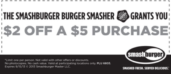 Smashburger: $2 off $5 Printable Coupon