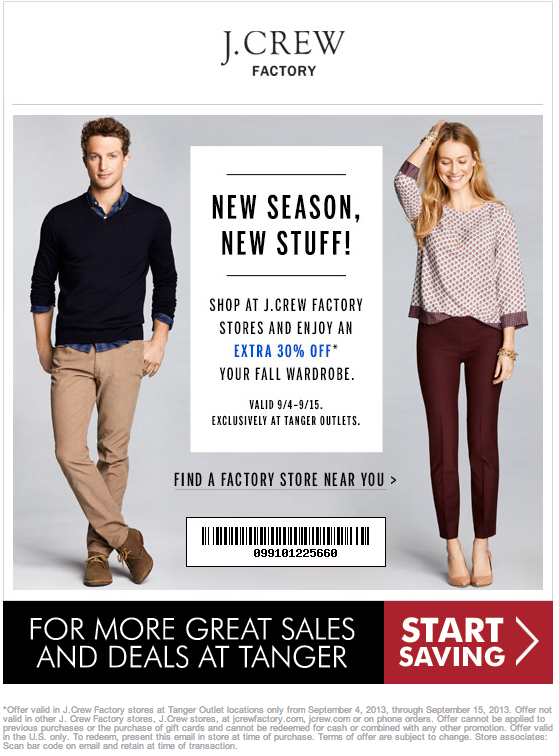 Tanger Outlets: 30% off Printable Coupon