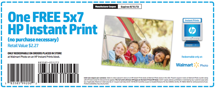Wal-Mart.com: Free Instant Print Printable Coupon