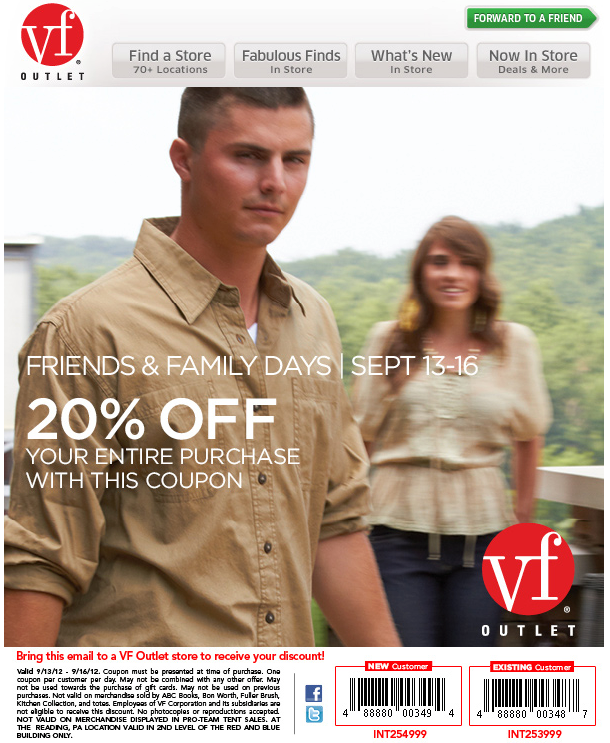 Vanity Fair Outlet: 20% off Printable Coupon
