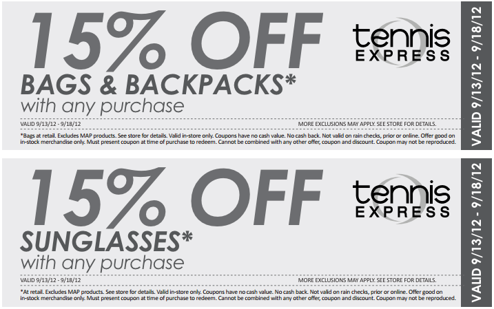 Tennis Express: 15% off Printable Coupon