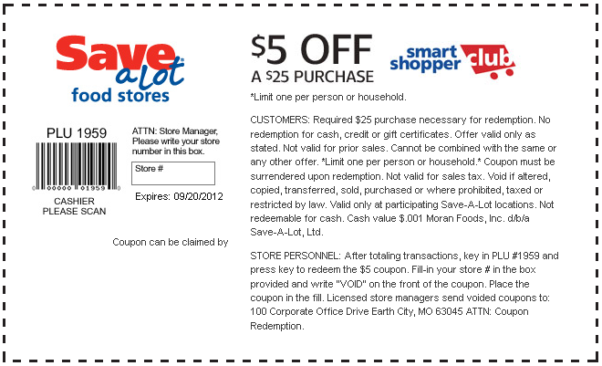 Save-A-Lot: $5 off $25 Printable Coupon