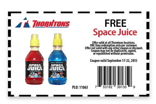 Thorntons: Free Space Juice Printable Coupon