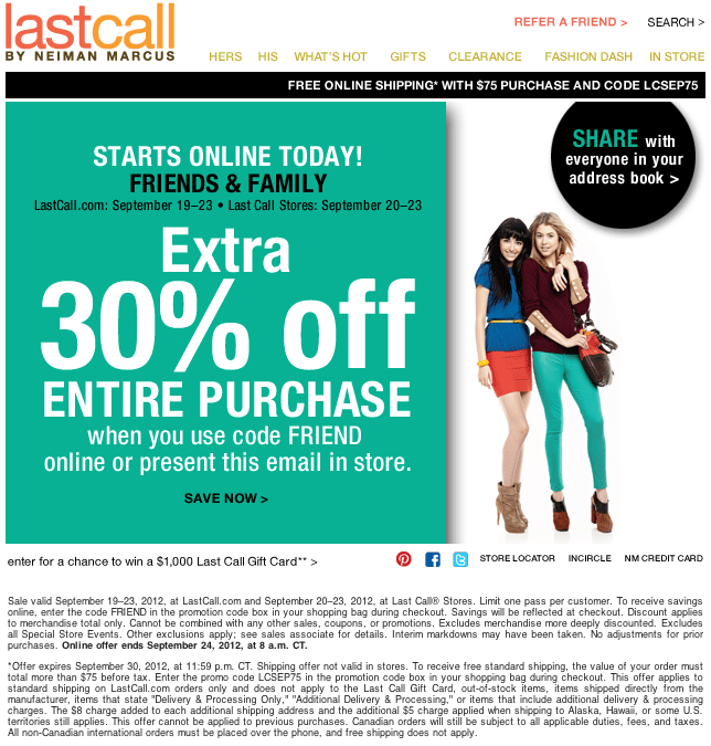 LastCall: 30% off Printable Coupon