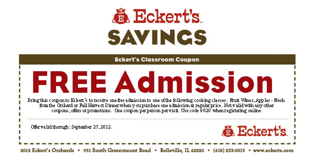 Eckert's: Free Admission Printable Coupon