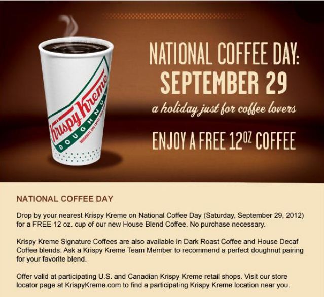 Krispy Kreme: Free Coffee Printable Coupon