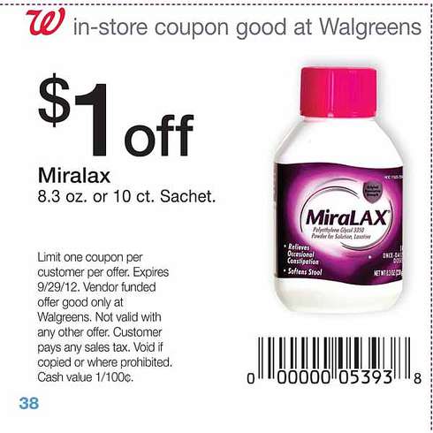 Walgreens: $1 off Miralax Printable Coupon