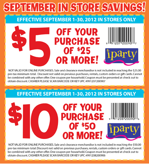 iParty: $5-$10 off Printable Coupon