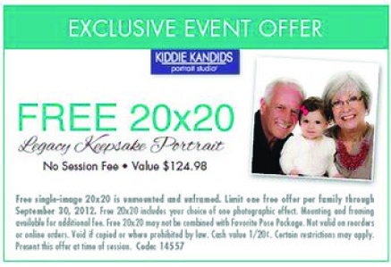 Kiddie Kandids: Free 20x20 Portrait Printable Coupon