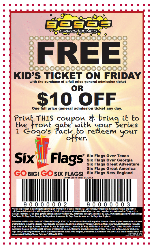 Oohey Printable Coupons And Coupon Codes For Thousands Of Stores Print Coupon Six Flags Free Kids Ticket Printable Coupon