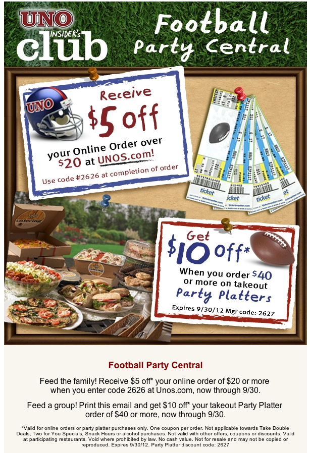 Uno Chicago: $5-$10 off Printable Coupon