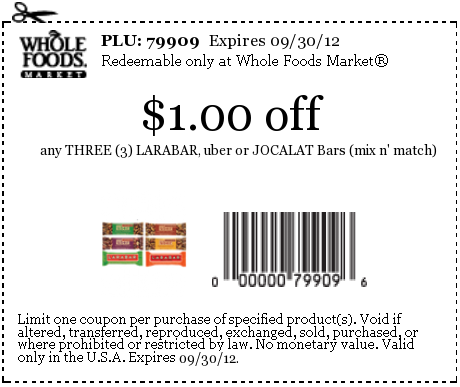 Whole Foods: $1 off Bars Printable Coupon