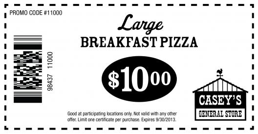 Caseys General Store: $10 Breakfast Pizza Printable Coupon
