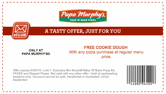 Papa Murphy's: Free Cookie Dough Printable Coupon