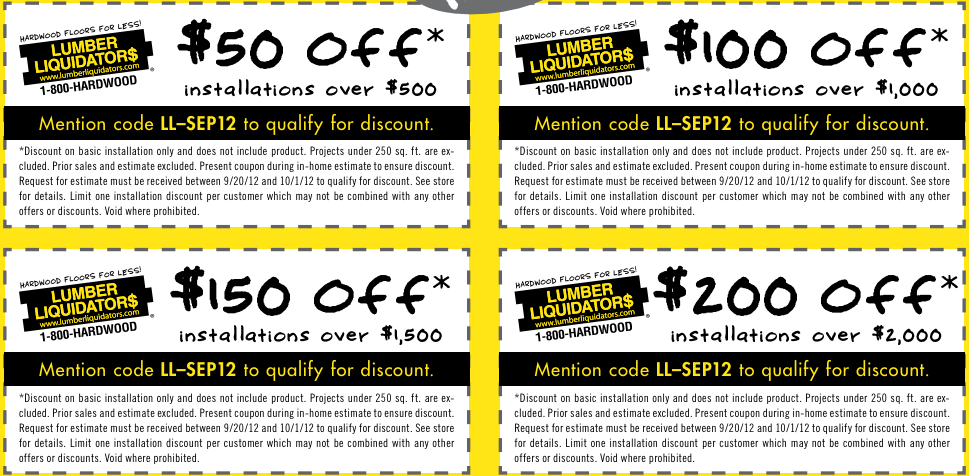 Lumber Liquidators: $50-$200 off Printable Coupon