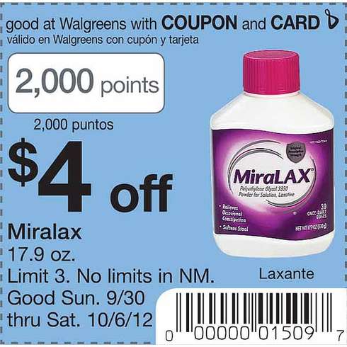 Walgreens: $4 off Miralax Printable Coupon