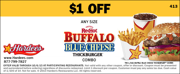 Hardee's: $1 off Thickburger Combo Printable Coupon