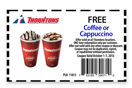 Thorntons: Free Coffee Printable Coupon