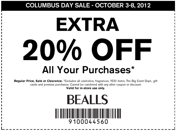 Bealls: 20% off Printable Coupon