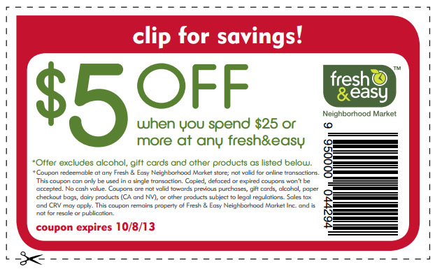 Fresh & Easy Promo Coupon Codes and Printable Coupons