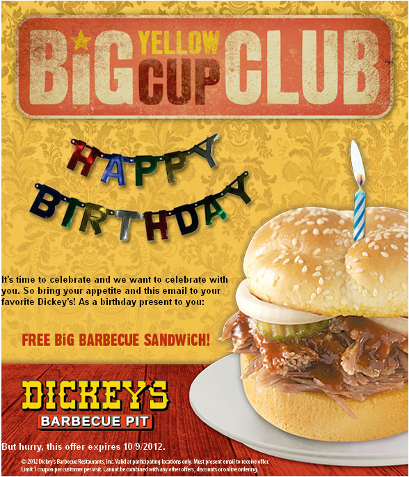 Dicky's Barbecue Pit: Free Barbecue Sandwich Printable Coupon