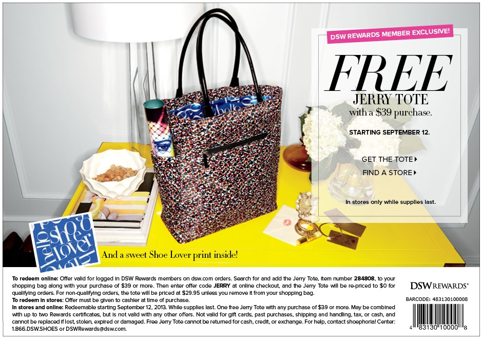 DSW: Free Jerry Tote Printable Coupon
