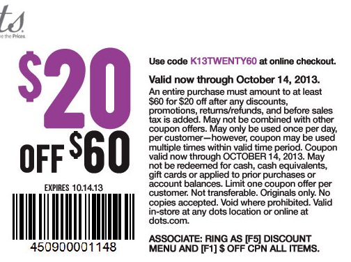 Dots Promo Coupon Codes and Printable Coupons