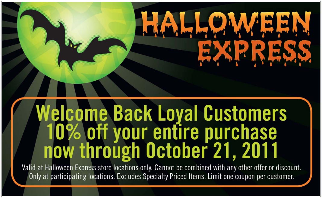 Halloween Express: 10% off Printable Coupon