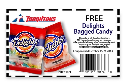 Thorntons: Free Delights Candy Printable Coupon