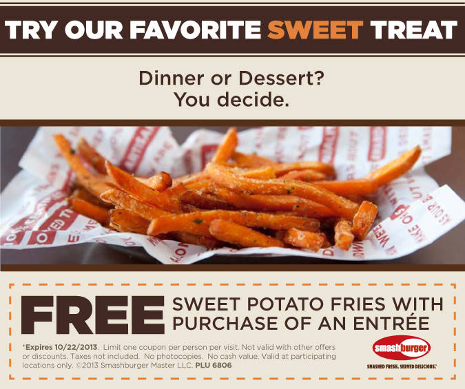 Smashburger: Free Sweet Potato Fries Printable Coupon