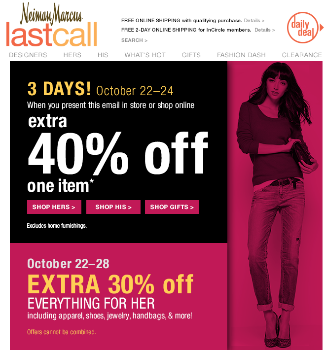 LastCall: 40% off Item Printable Coupon