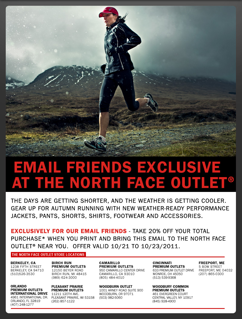 The North Face: 20% off Printable Coupon