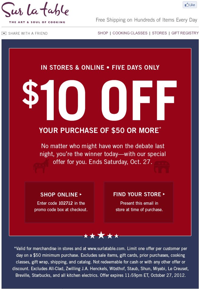 Sur La Table Promo Coupon Codes and Printable Coupons