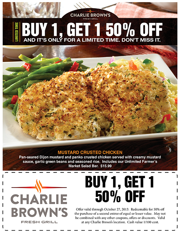 Charlie Browns Steakhouse Promo Coupon Codes and Printable Coupons