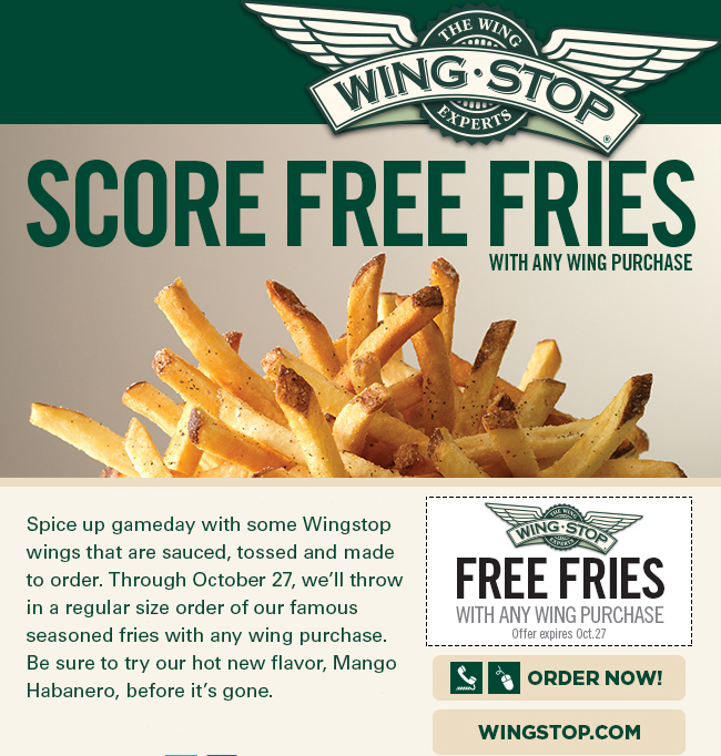 WingStop: Free Fries Printable Coupon