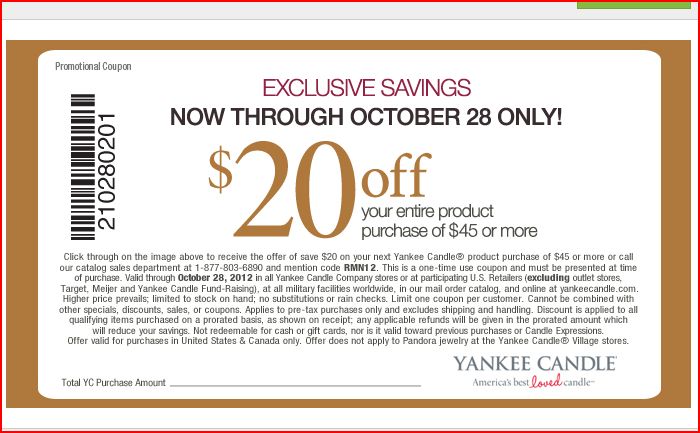 Yankee Candle 20 off 45 Printable Coupon