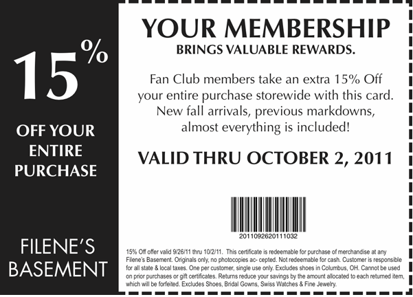Filenes Basement Promo Coupon Codes and Printable Coupons