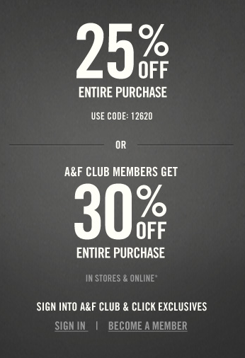 Abercrombie: 25%-30% off Printable Coupon