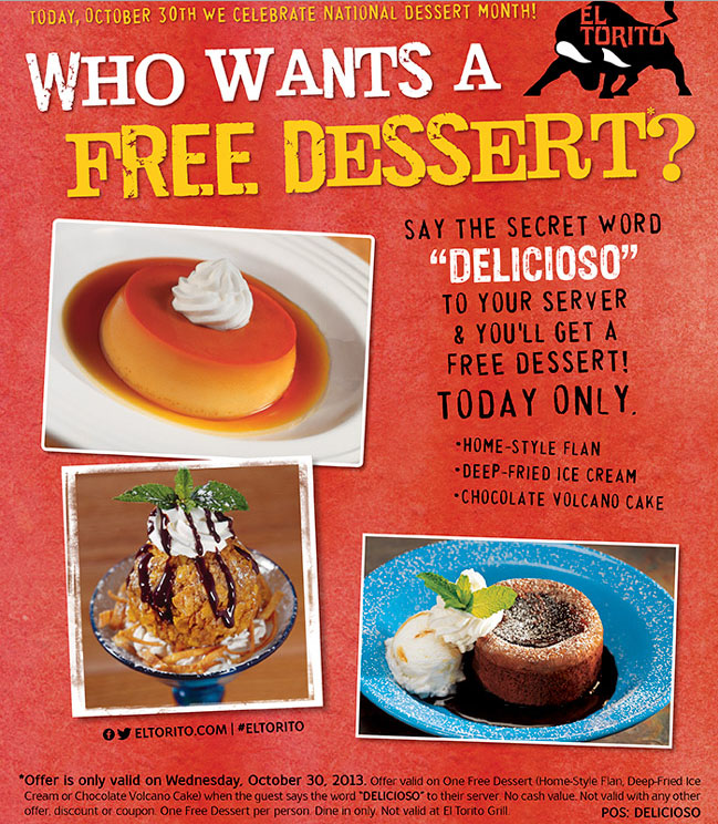 El Torito: Free Dessert Printable Coupon