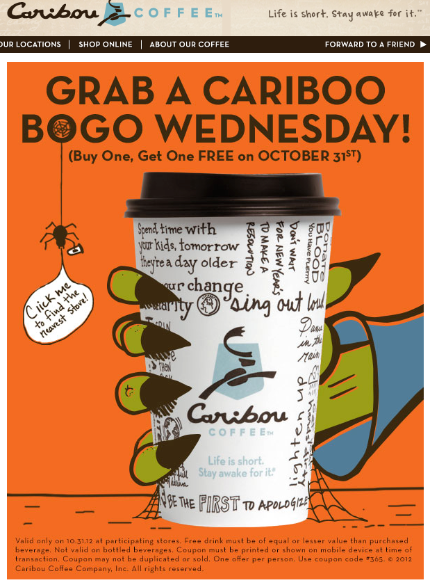 Caribou Coffee Company: BOGO Free Printable Coupon