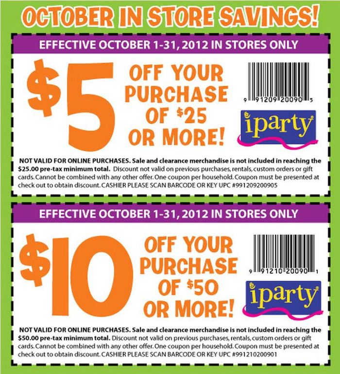 iParty: $5-$10 off Printable Coupon