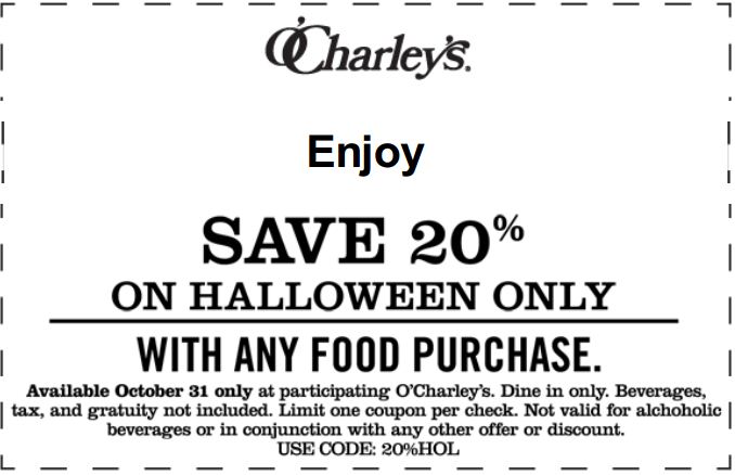 O'Charleys: 20% off Printable Coupon