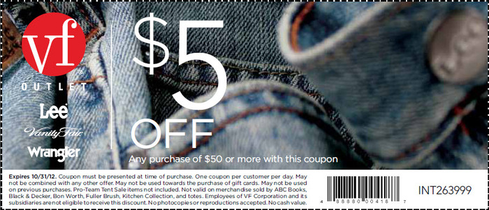Vanity Fair Outlet: $5 off $50 Printable Coupon