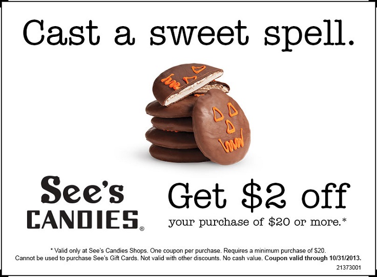 See's Candies: $2 off $20 Printable Coupon