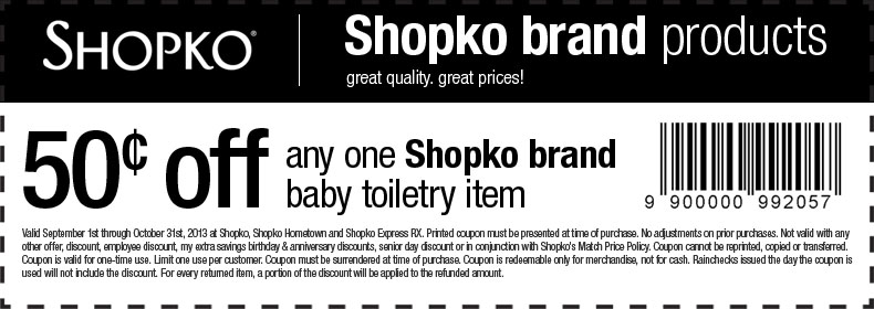 Shopko: $.50 off Baby Toiletry Printable Coupon