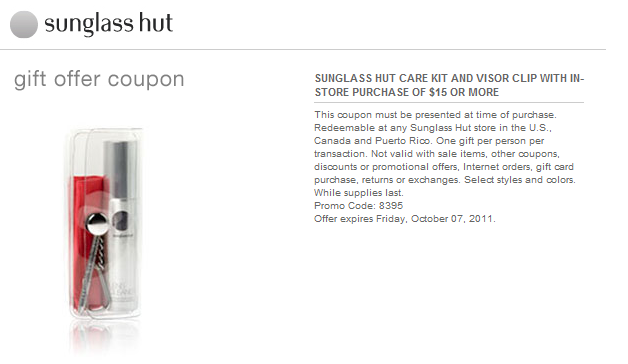 Sunglass Hut Promo Coupon Codes and Printable Coupons