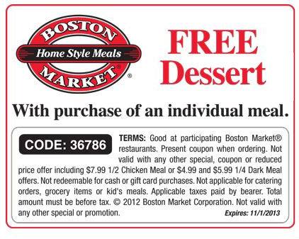 Boston Market: Free Dessert Printable Coupon