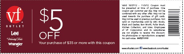 Vanity Fair Outlet: $5 off $35 Printable Coupon